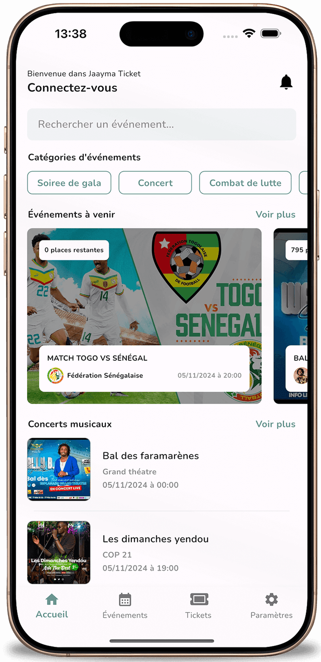 Jaayma Ticket App Screenshot home